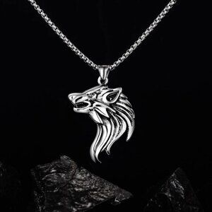 ❤️Viking wolf head fashion pendant necklace for women/men, N90201P182